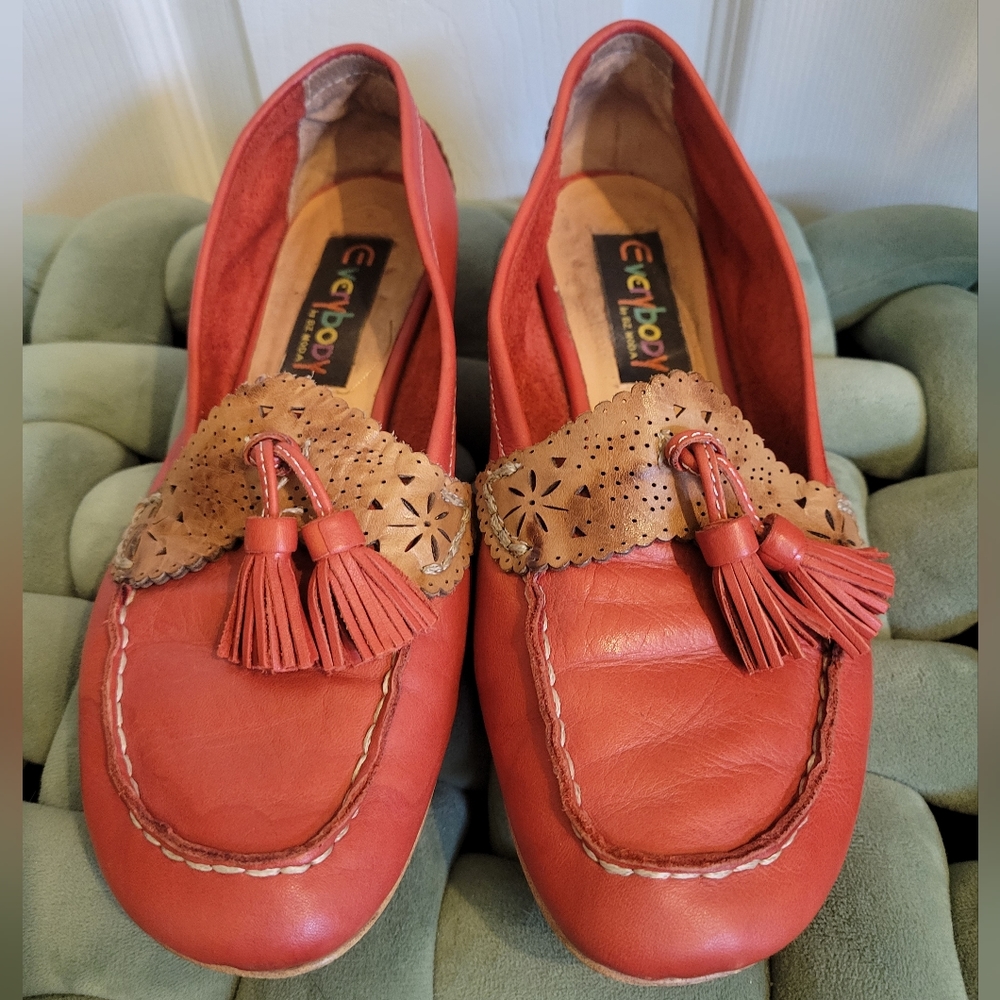 EVERYBODY by BZ Moda red and brown leather slip-on loafers, EU 37/US 6.5